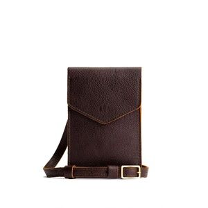 Portland Leather Company PARKER PHONE BAG Brown Leather Crossbody Phone Pouch
